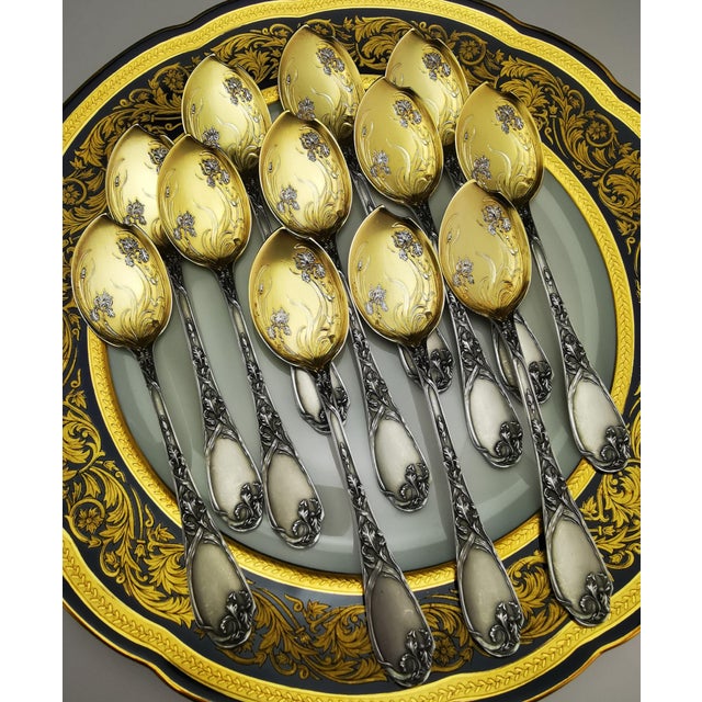 Ice Scoops and Serving Set in Silver Vermeil, 1940s, Set of 13 For Sale - Image 11 of 11