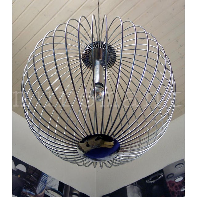 Black Italian Chrome Pendant Light, 1960s For Sale - Image 8 of 8