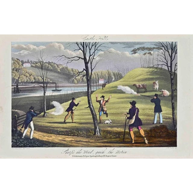 Castle Hill is an artwork, realized by the artist Joseph Banks in 1837. Colore etching, titled and signed in the plate....