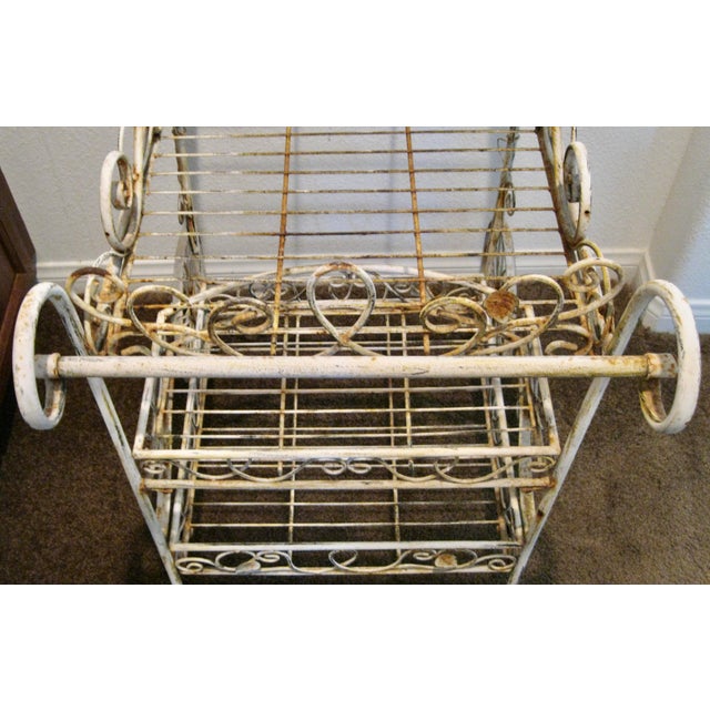 Metal Vintage Shabby Chic French Wire Tea Cart For Sale - Image 7 of 12