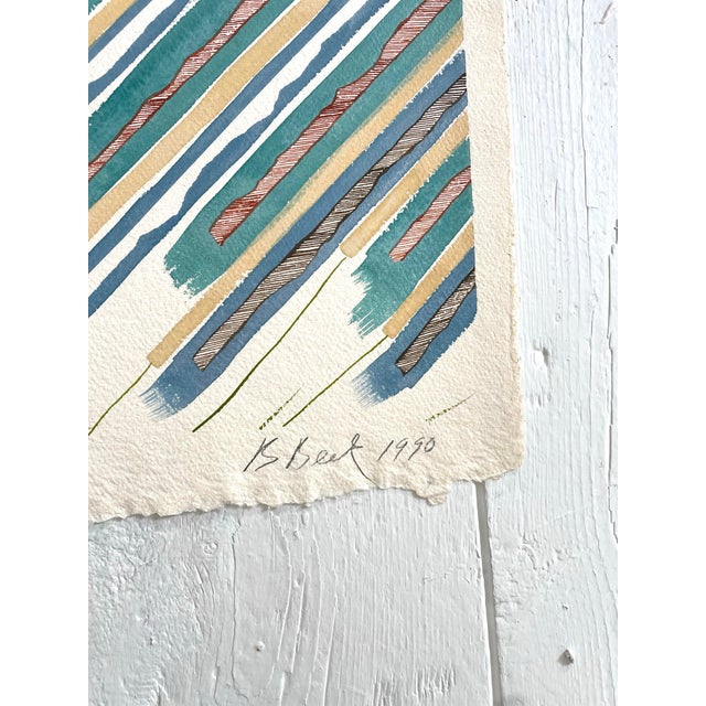 Contemporary Barbara Beck 1990 Abstract Painting on Paper - Signed/Dated/Unframed For Sale - Image 3 of 8