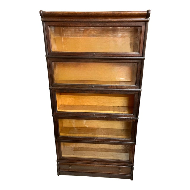 Antique Oak Five Stack Macey's Barrister Bookcase W/Drawer For Sale