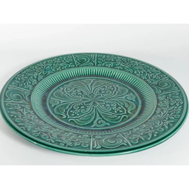 Large Scandinavian Modern Green Plate from Arol Ceramic, Norway, 1950s For Sale - Image 6 of 12