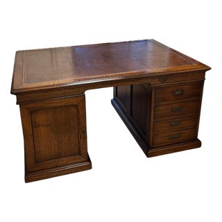 Antique Partner's Desk in Teak, 1800s For Sale