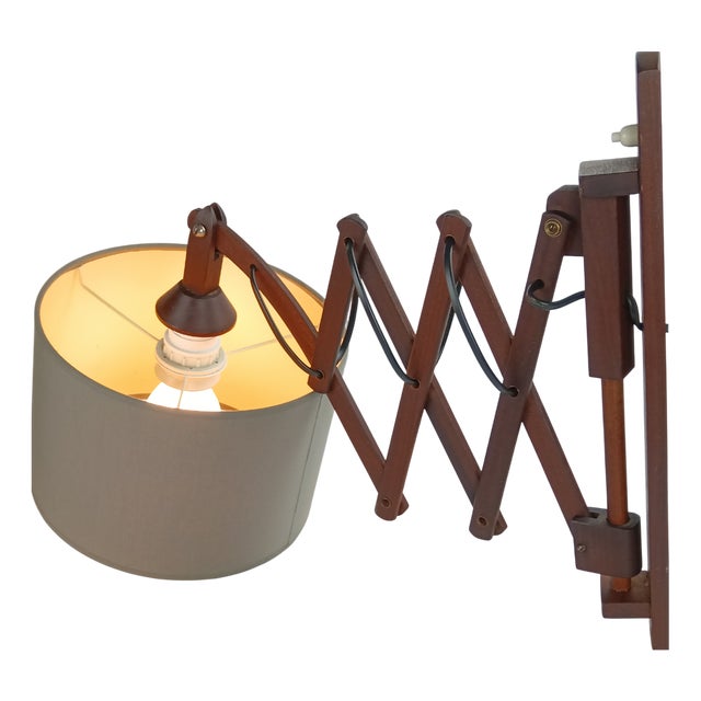 Scandinavian Scissor Lamp in Teak, 1960s For Sale