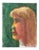 Small Profile Portrait Painting of a Blonde Girl on Green - 7” X 9” For Sale