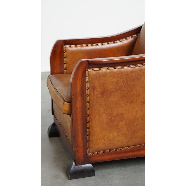 Art Deco Brown Leather Armchair For Sale - Image 10 of 14