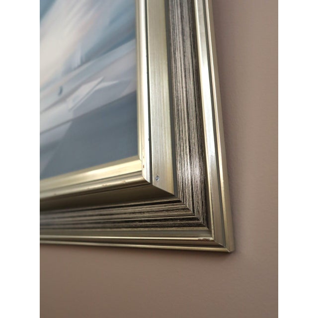 Mid-Century Modern 'Veils of Light' Swedish Original Abstract Surrealist Landscape Oil Painting, Framed For Sale - Image 11 of 18