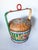 A lovely, brightly hand painted Chinese wedding basket. It features painted green stripes and motifs of flowers and...