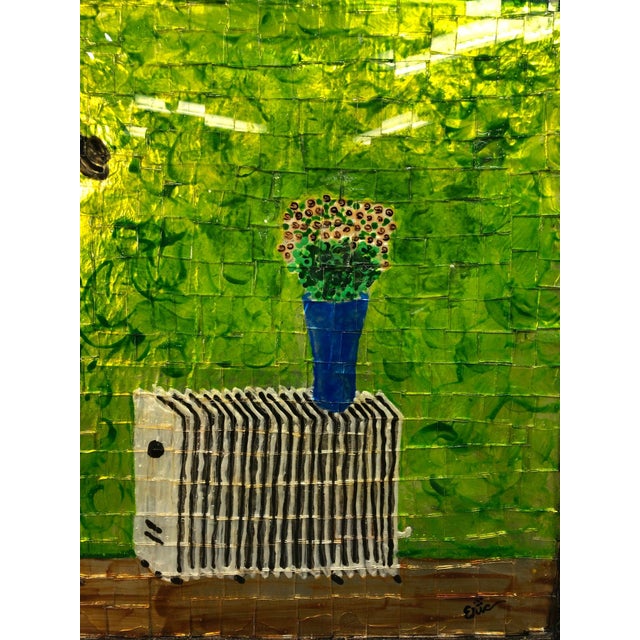 Late 20th Century Multimedia Glass Collage Signed on the Bottom For Sale - Image 4 of 5