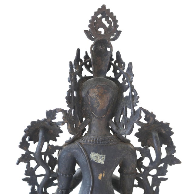Antique 19th Century Bronze Tibetan Bodhisattva Signed For Sale - Image 9 of 15