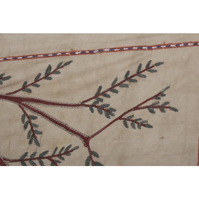 Sand Silk Suzani Hawk Tapestry on the Branch For Sale - Image 8 of 12