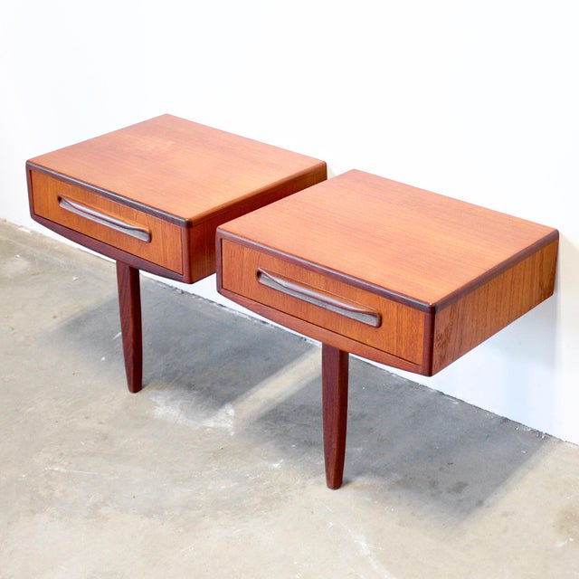 G Plan 1960s G-Plan "Fresco" Wall-Mounted Pair of Nightstands, Attributed For Sale - Image 4 of 7