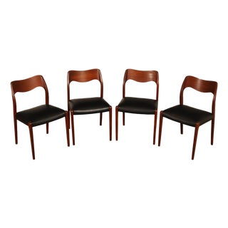 J.L. Møller Set Of Four Model 71 Teak Dining Chairs For Sale