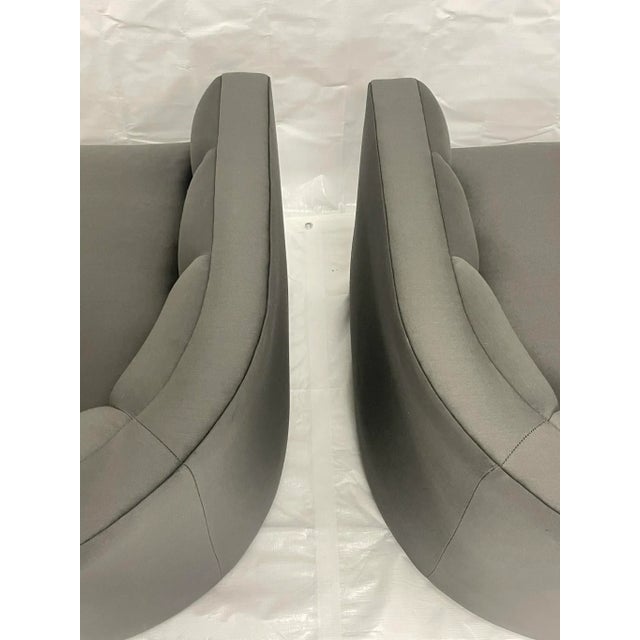 Pair of Late 20th Century Custom American Lounge Chairs in Charcoal Gray Fabric For Sale - Image 10 of 18