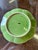 1970s Green Ceramic plate with scalloped edges. Measures 9” in diameter. Use as display or to serve food. Made by Tag Ltd....