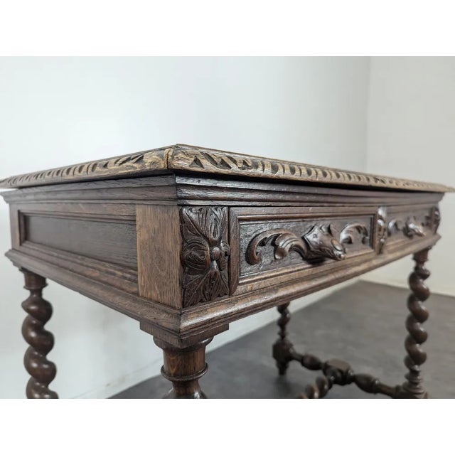Louis XIII Style Oak Desk For Sale - Image 5 of 8
