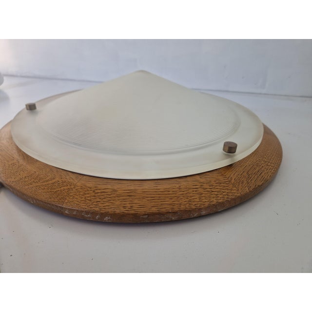 Wood Large Flushmount Lamp in Oak and Glass from Hustadt Leuchten, 1970s For Sale - Image 7 of 8