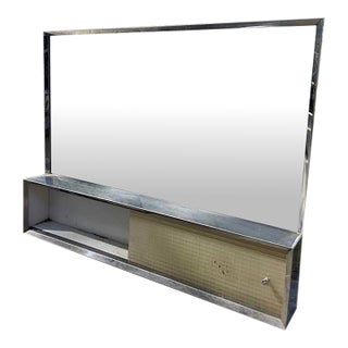 Vintage 28x36” Bathroom Vanity Chrome Framed Mirror Medicine Cabinet Door Damage For Sale