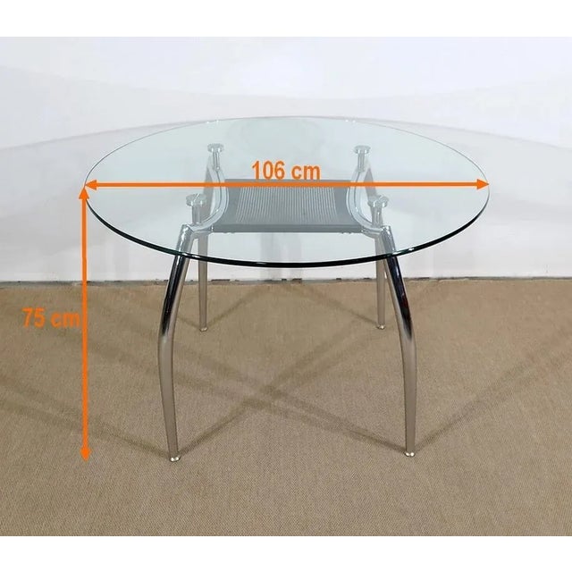 Vintage Chrome and Glass Metal Table, 1970s For Sale - Image 13 of 14