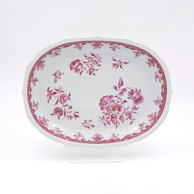 Chinese Rare Famille Rose Pink Oval Platter, Chinese Export, Circa 1760 For Sale - Image 3 of 7