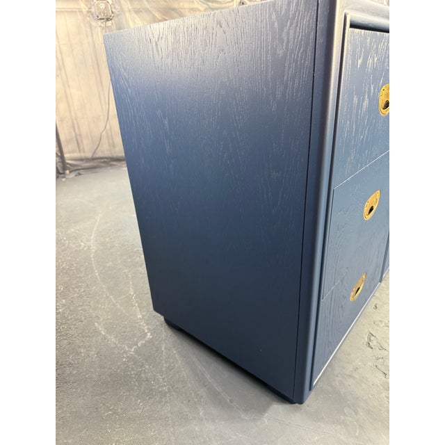 1960s 1960s Drexel Campaign Dresser Refinished in Navy For Sale - Image 5 of 12