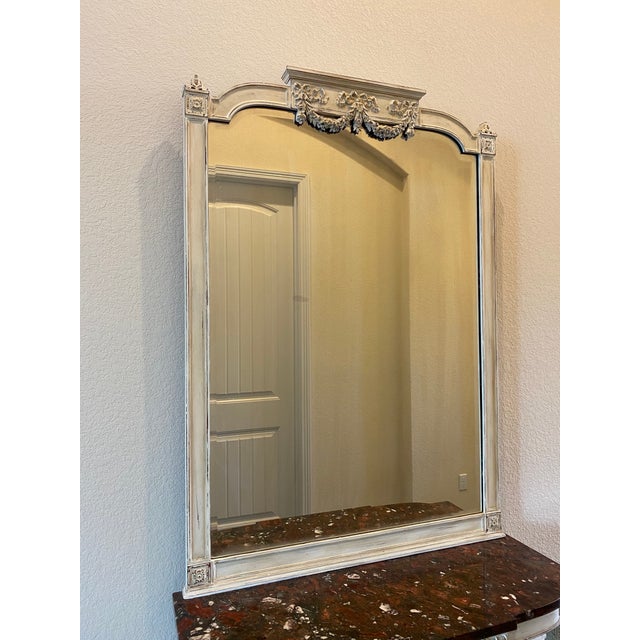 Late 19th Century French Antique Marble Top Wall Console Table With Mirror - 19th C For Sale - Image 5 of 11