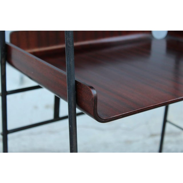Wood Curved Metal and Mahogany Shelf from Carlo Ratti, 1950s For Sale - Image 7 of 13