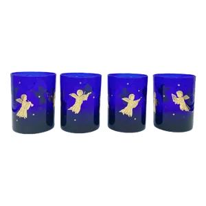 Vintage Culver AngelBlue Cocktail Tumbler Glasses- Set of 4