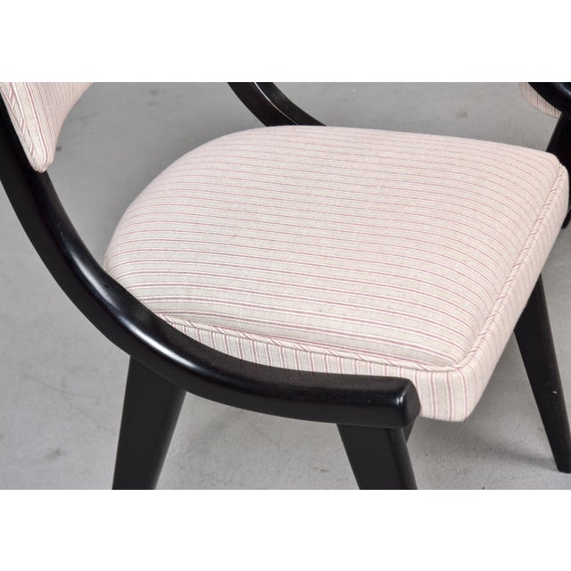 Mid Century Upholstered English Klismos Dining Chairs With Black Frames - Set 12 For Sale - Image 12 of 12
