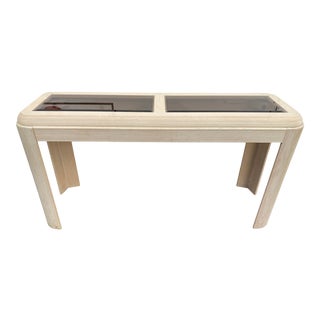 Vintage Boho Chic Cerused Oak Console Table For Sale