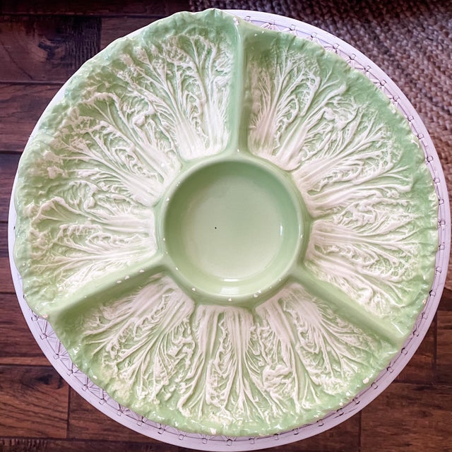 Vintage Shafford China Majolica Lettuce Leaf Serving Platter Chairish