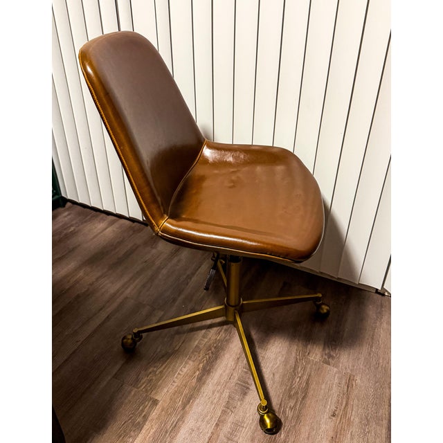 Mid-Century Modern Tyler Bi Cast Leather Molded Office Chair. For Sale - Image 3 of 6