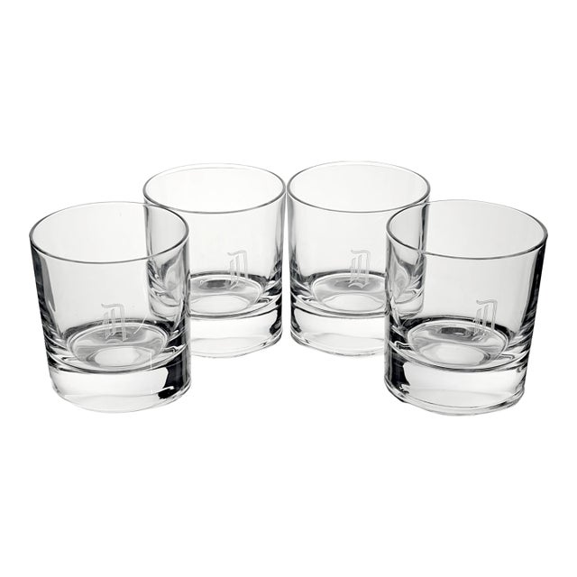 Late 20th Century Nachtmann German Lead Crystal D Monogram Whiskey Tumblers - Set of 4 For Sale