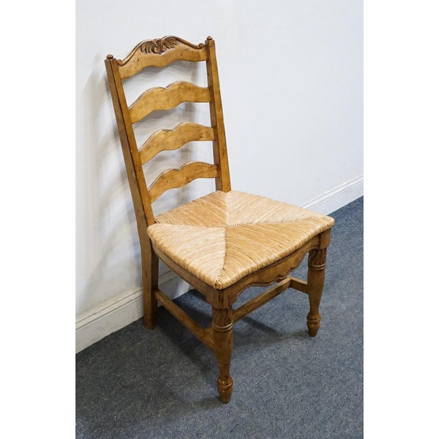 HIGH END VINTAGE Solid Rubberwood Country French Ladderback Dining Side Chair w. Rush Seat Cannot identify manufacturer,...