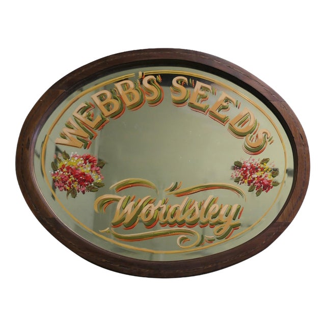 Oval Hand-Painted Advertising Mirror from Webbs For Sale