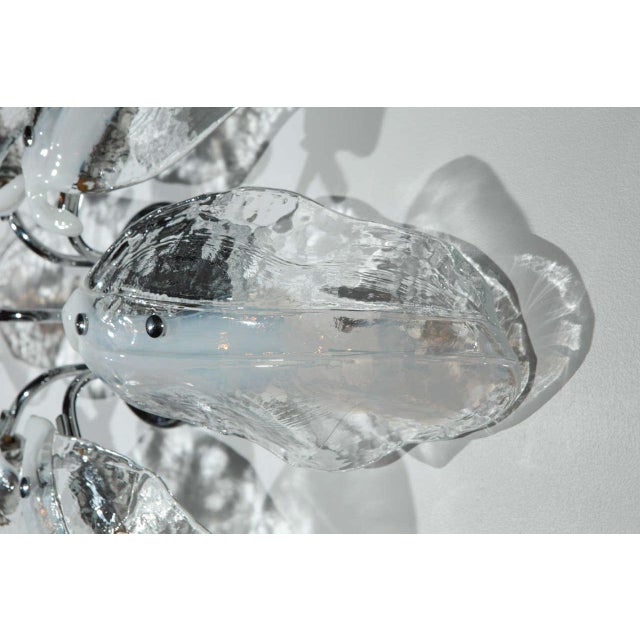 Vintage White & Clear Murano Flush Mount or Wall Sconce For Sale In Los Angeles - Image 6 of 10