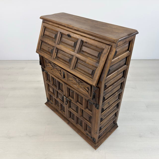 Brutalist Spanish Secretary Cabinet Manner of Navarro Argudo For Sale - Image 3 of 11