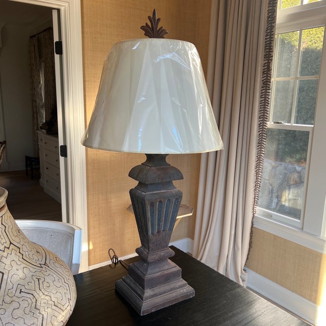 Copper Antique Large Scale Neoclassical Style Cast Iron Lamp For Sale - Image 8 of 10