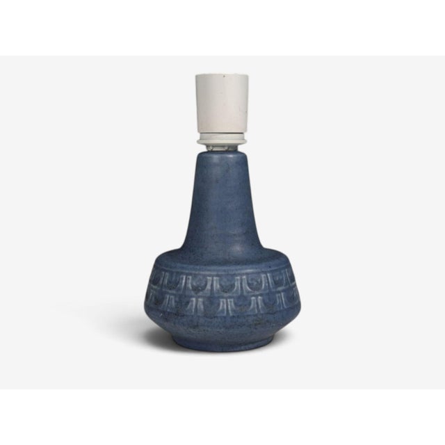 1960s 1960s Mid-Century Modern Soholm, Small Table Lamp, Light Blue Stoneware For Sale - Image 5 of 10