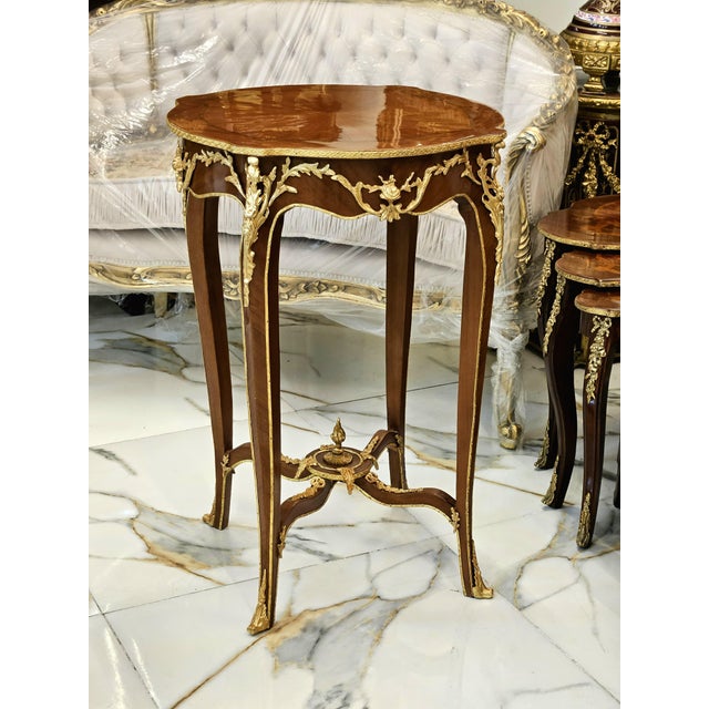 *2 side tables* Create memories in a space that reflects your personality. Beautiful brown side table with gold leaf...