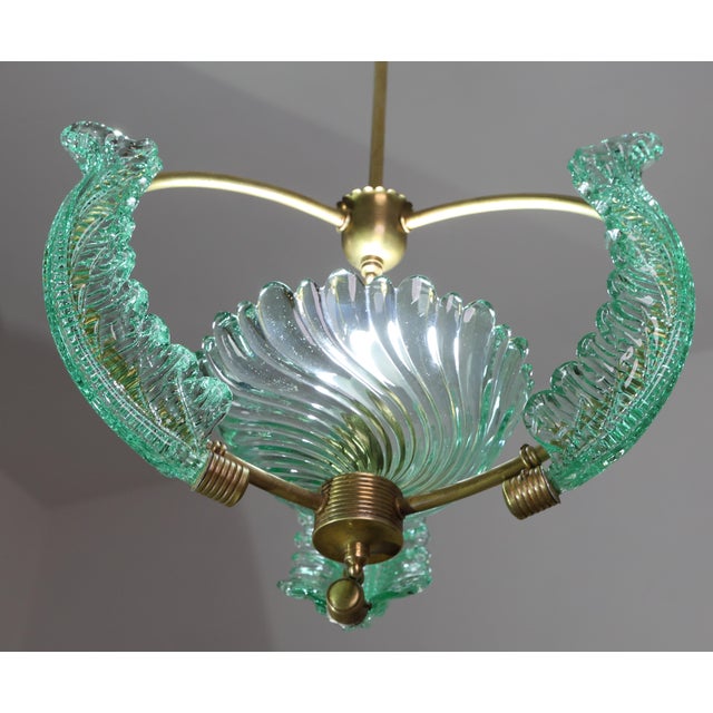 1950s Extra Rare Green Acquamarine Art Deco Barovier E Toso Chandelier For Sale - Image 12 of 16