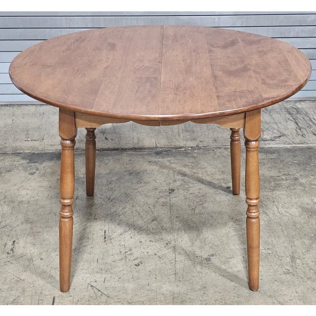 Mid 20th Century Mid 20th Century Solid Maple & Tiger Maple Bench Made Round Dining Table Tavern Table For Sale - Image 5 of 9