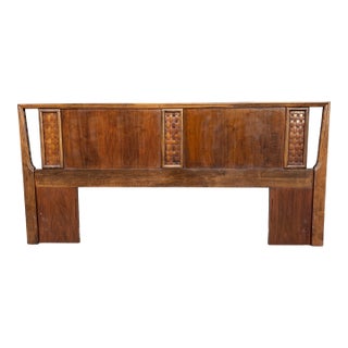 1960s Mid Century Walnut King Size Headboard Attributed to Lane For Sale