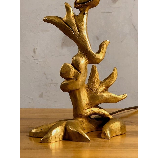 Gold French Sculptural Golden Lamp by Georges Mathias for Fondica, 1980s For Sale - Image 8 of 9