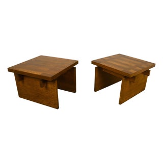 Pair Mid-Century Lane Brutalist End Tables For Sale