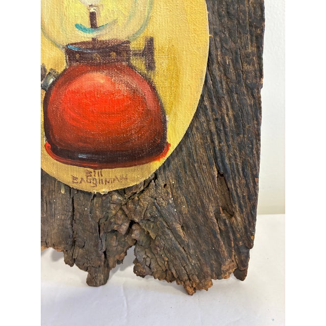 Original Folk Art Lantern Painting on Reclaimed Wood Rustic Primitive Wall Sculpture For Sale - Image 10 of 10