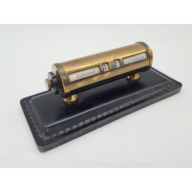 Mid-Century Modern Vintage Dutch Perpetual Calendar Brass Desk Calendar, 1960s For Sale - Image 3 of 9