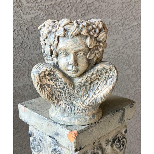 Late 20th-Century Enchanting Châteaucore-Style Three-Faced Cherub Candle or Plant Holder For Sale - Image 14 of 18