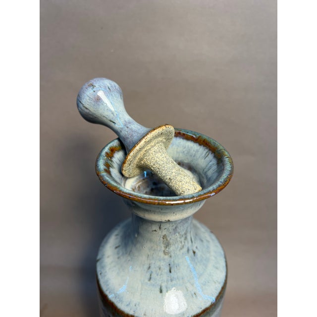 1980s Pair of Midcentury Stoneware Decanters For Sale - Image 5 of 7